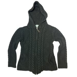 Original Aran 100% Merino Wool Zip Cardigan Cable Knit Fisherman Sweater XS